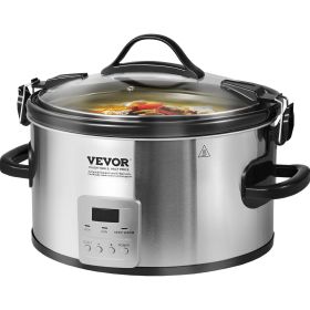 VEVOR Slow Cooker, 8QT 320W Electric Slow Cooker Pot with 3-Level Heat Settings, Digital Slow Cookers with 20 Hours Max Timer, Locking Lid